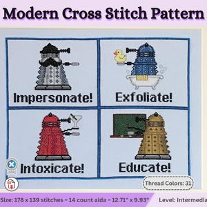 Dalek Kreuzstichmuster, Dr Who Pun, Geeky Sci-Fi (PDF-Muster)