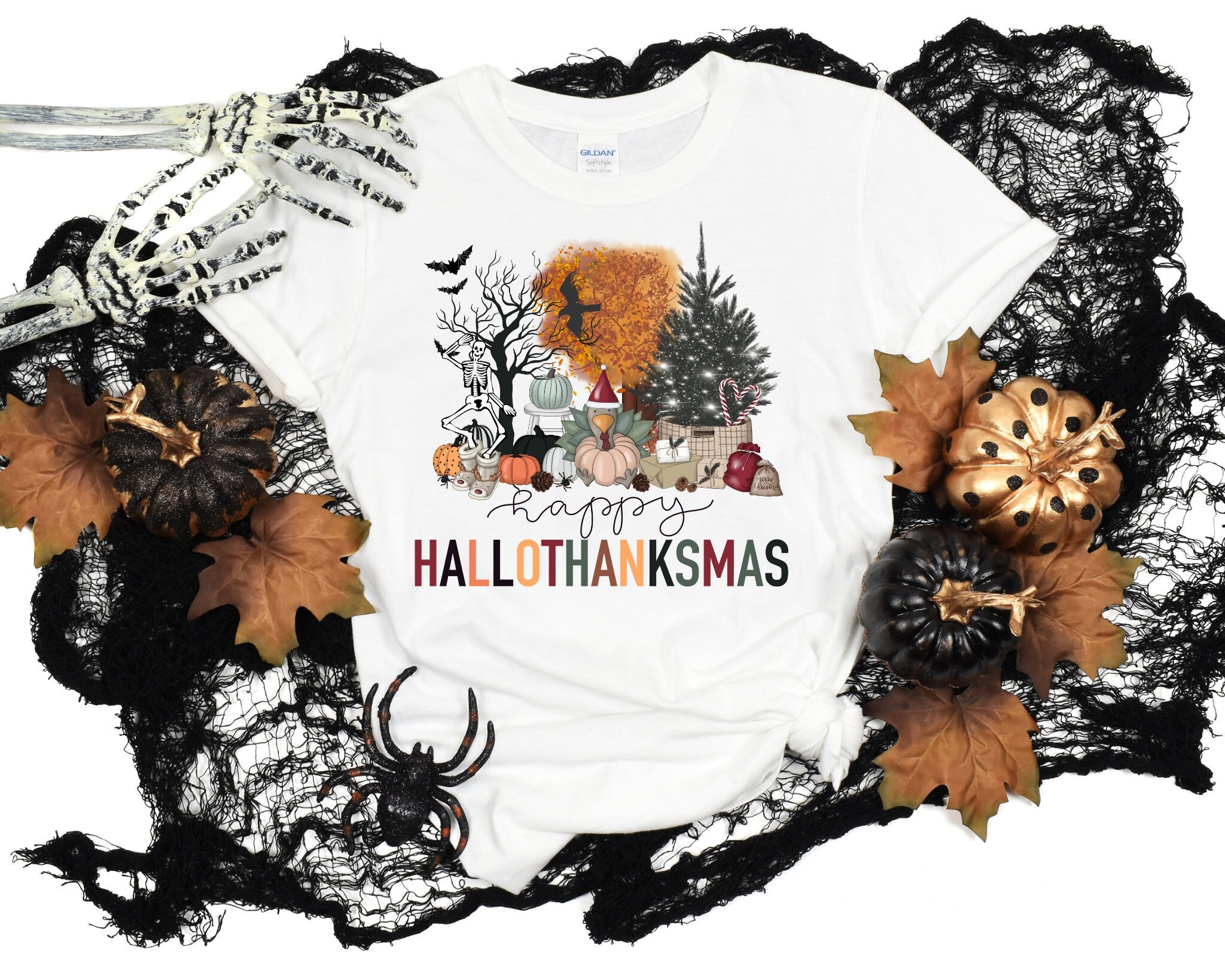 Happy Hallothanksmas, Halloween Shirt, Cozy Sweatshirt, October Pullover, Teacher Autumn, Thanksgiving Shirt, Christmas Shirt, All Holiday