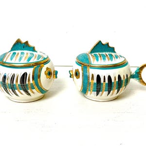 Pair of Vintage Mid-Century Modern Bitossi lidded bowls, designed by Aldo Londi for Bitossi Ceramiche, handcrafted for Rosenthal Netter.
