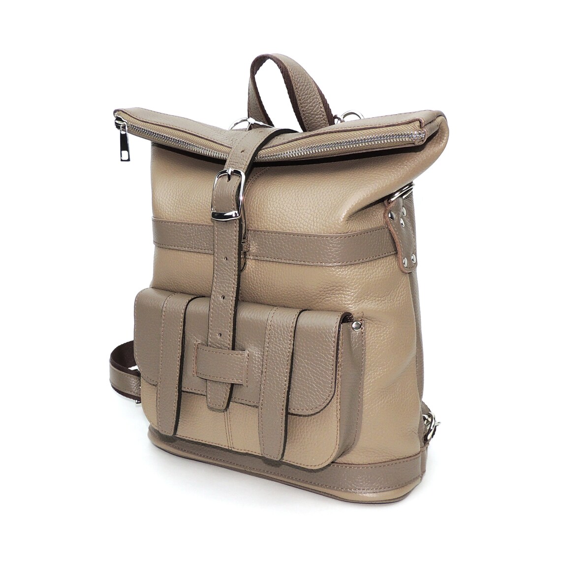 Leather backpack women Beige leather backpack purse Leather Etsy