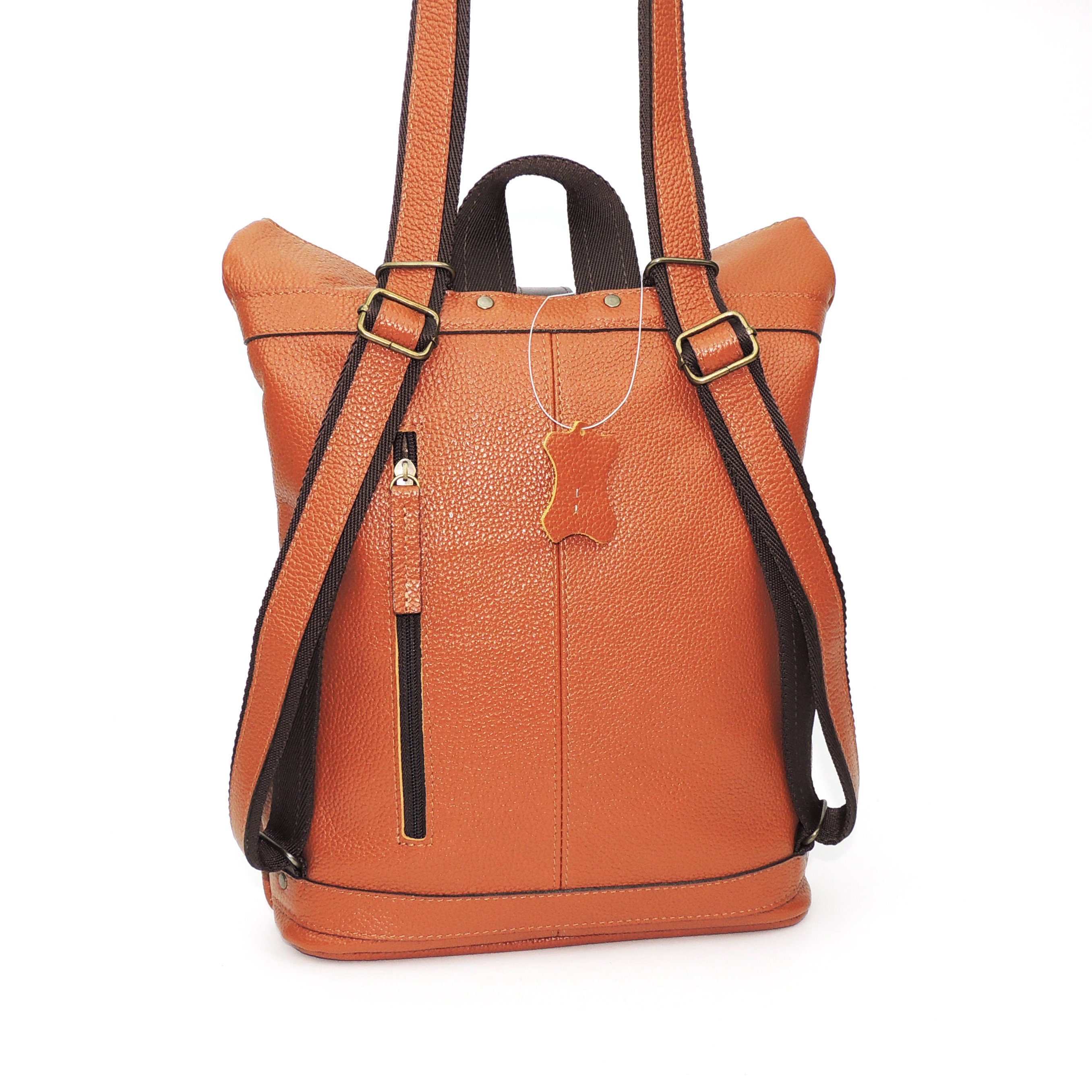 Red leather backpack women Leather backpack purse Convertible Etsy