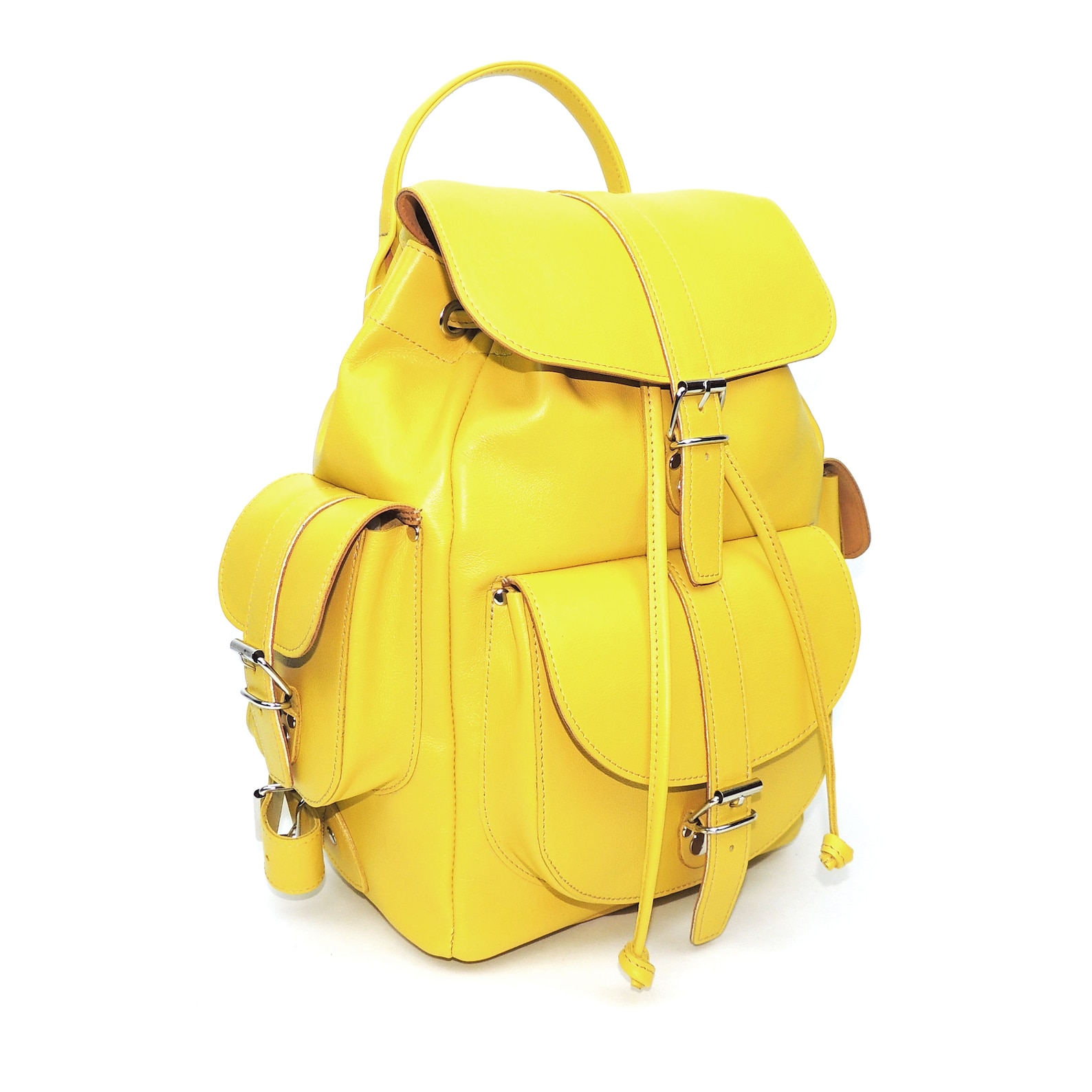 Yellow Leather Backpack Backpack for Women Leather Rucksack Etsy