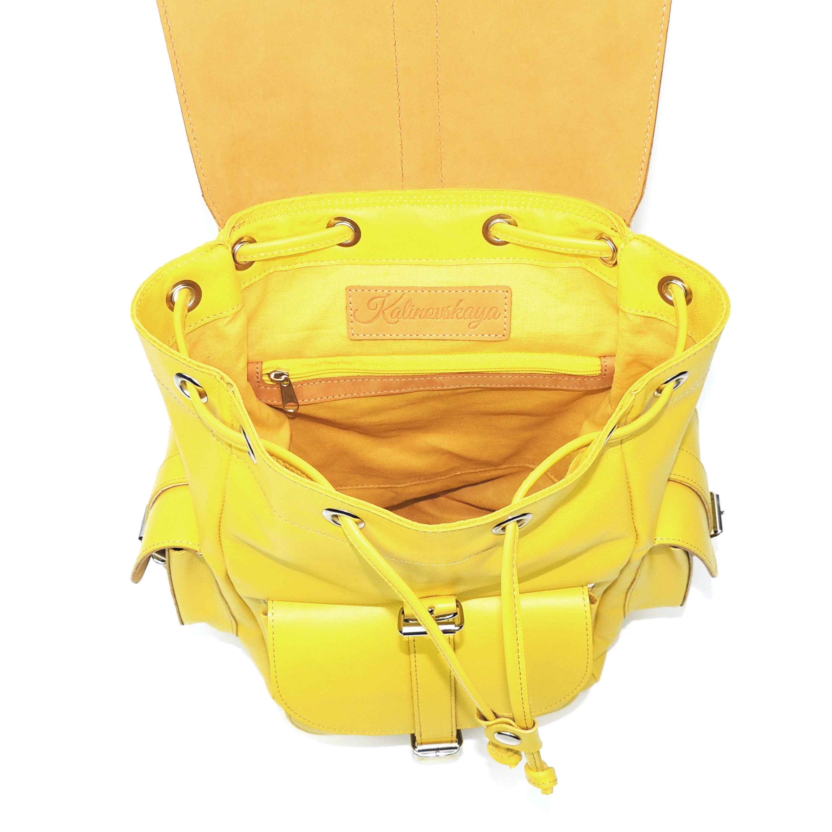 Yellow Leather Backpack Backpack for Women Leather Rucksack Etsy