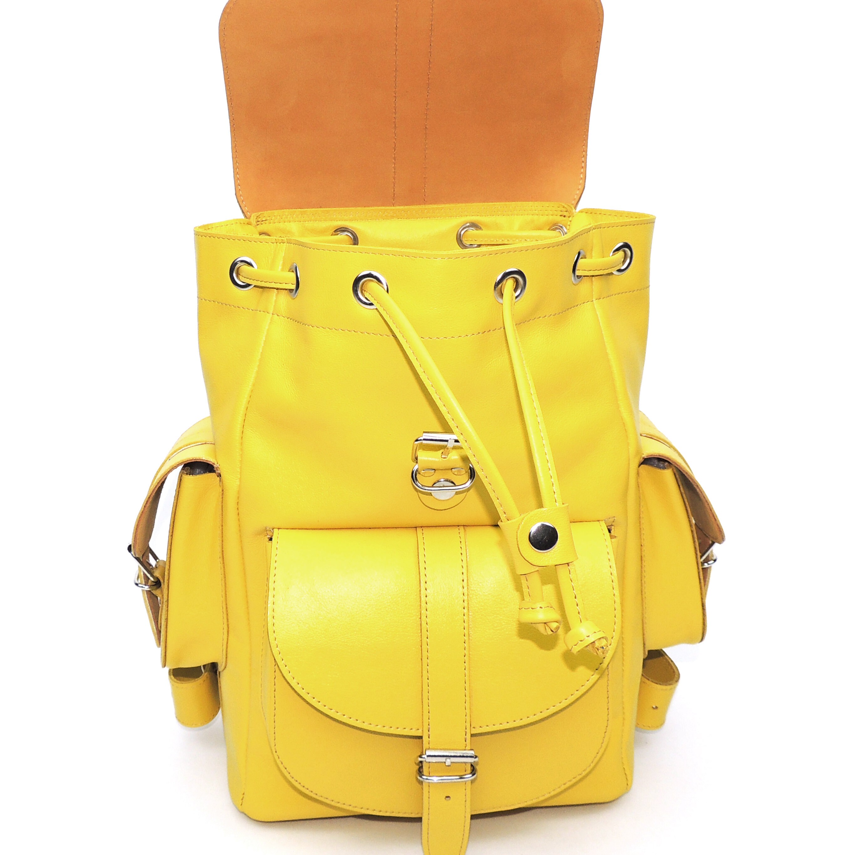 Yellow Leather Backpack Backpack for Women Leather Rucksack Etsy
