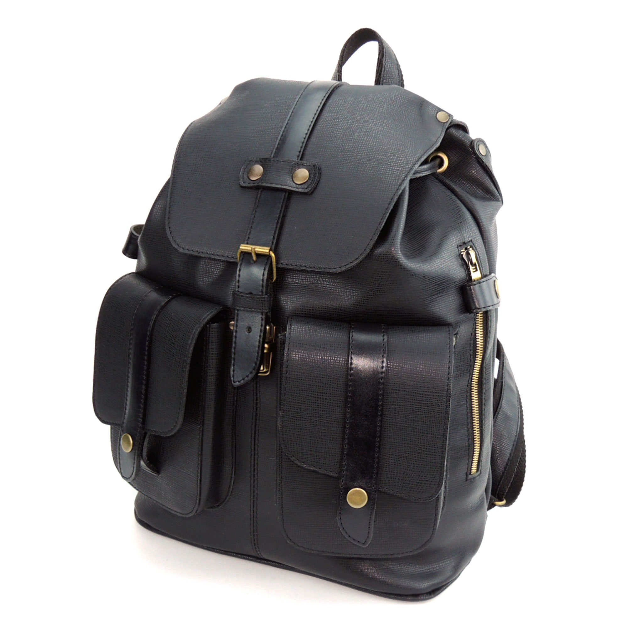 Large leather backpack men Black leather backpack Leather | Etsy