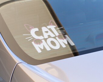 Cat Mom Cat Face and Paws Decal; Cat Mom Decal Sticker for Car Window, Water Bottle, Laptop, Phone and More!