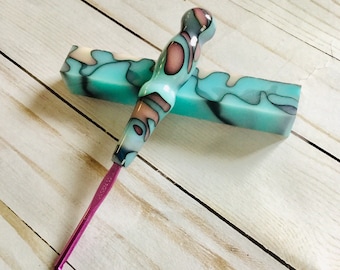 Agulha de crochê intercoastal, crochê, agulha de crochê ergonômica, agulha artesanal, arte em fibra