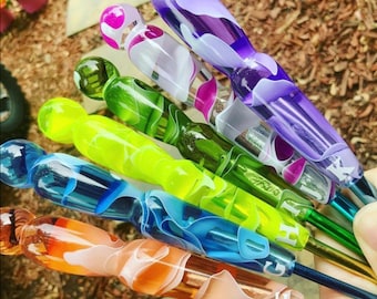 Feito sob encomenda agulha de crochê única de água, agulha de crochê ergonômica, crochê, arte em fibra, agulha de crochê feita à mão, boye, bates, trevo