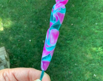 Made to Order Cotton Candy crochet hook, ergonomic crochet hook, crochet, fiber art, handmade crochet hook, boye, bates, clover