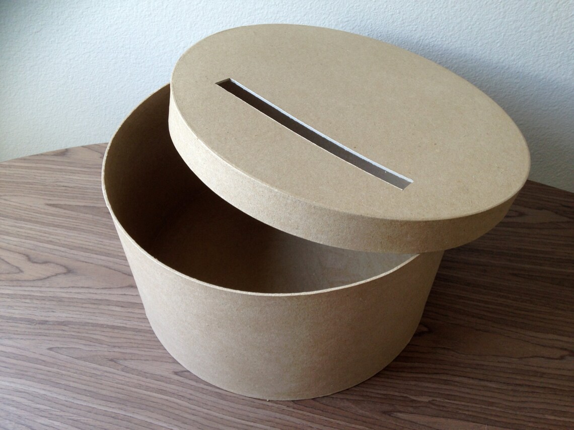 DIY card box rustic card box wedding card box Round Etsy