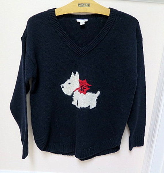 Vintage J Jill Scottie Dog Sweater Women's XSP, Black… Gem