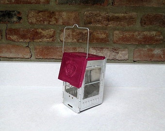 Vintage Folding Candle Lantern, Champion Brand Red and Silver Retro Camping Gear, Collectible Gear