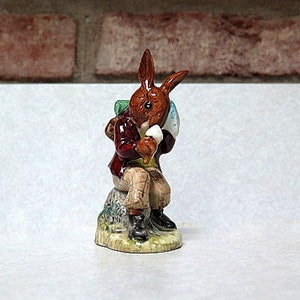 Vintage Bunnykins Figurine, Billie Bunnykins &quot;Cooling Off,&quot; Limited Edition Doulton and Co, Circa 1972, D83 Rabbit Figurine