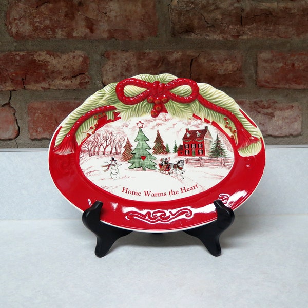 Produktbild von Fitz And Floyd Holiday Home Servierplatte Mit Weihnachtsstern, 34,3 Cm, Rot
