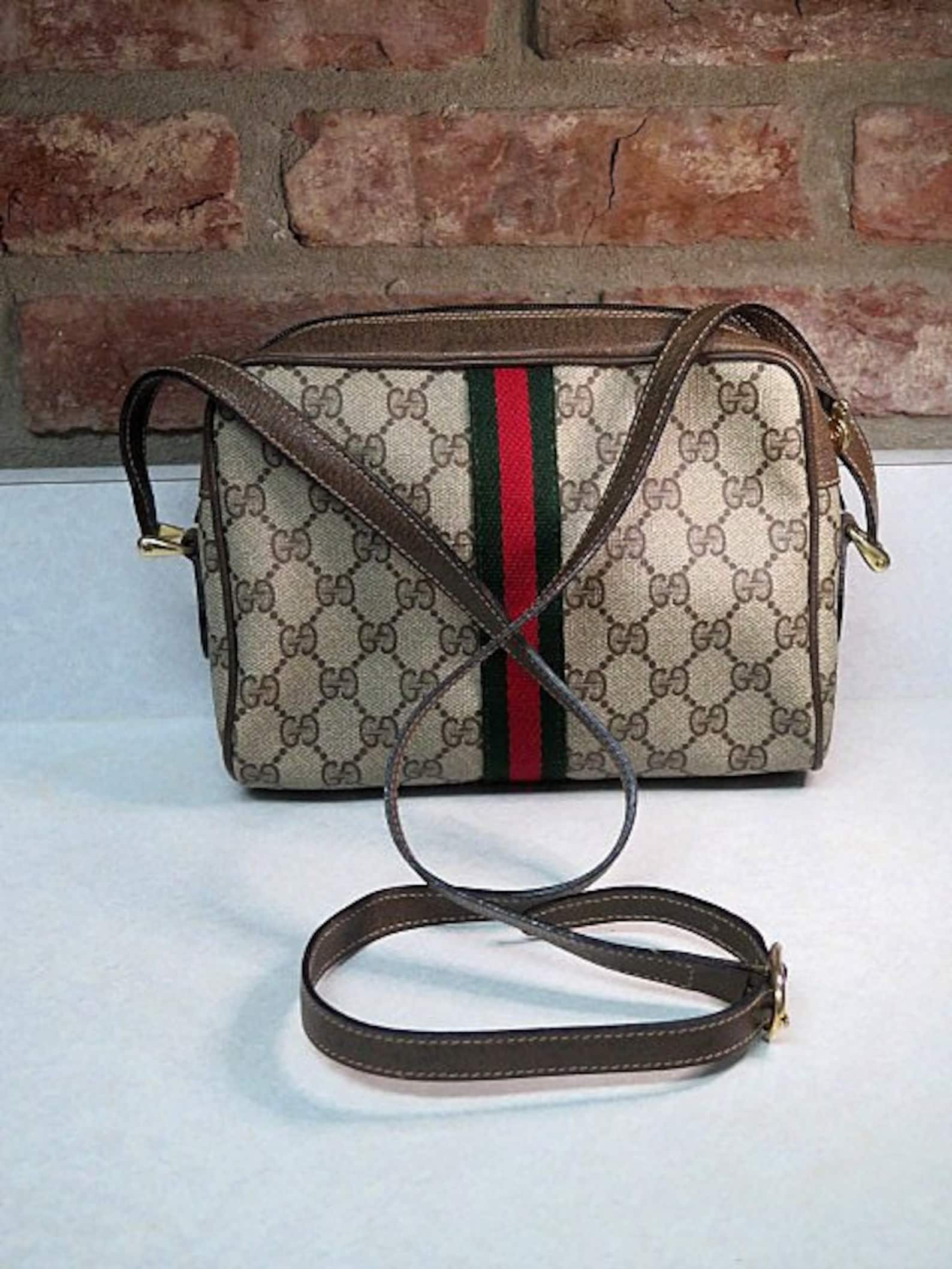 Vintage GUCCI Canvas Crossbody Bag 1980's Gift for Her Etsy