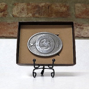 Vintage 1984 AOC Phoenix AZ Pewter Belt Buckle Motorola Inc, Collectible Gift Idea