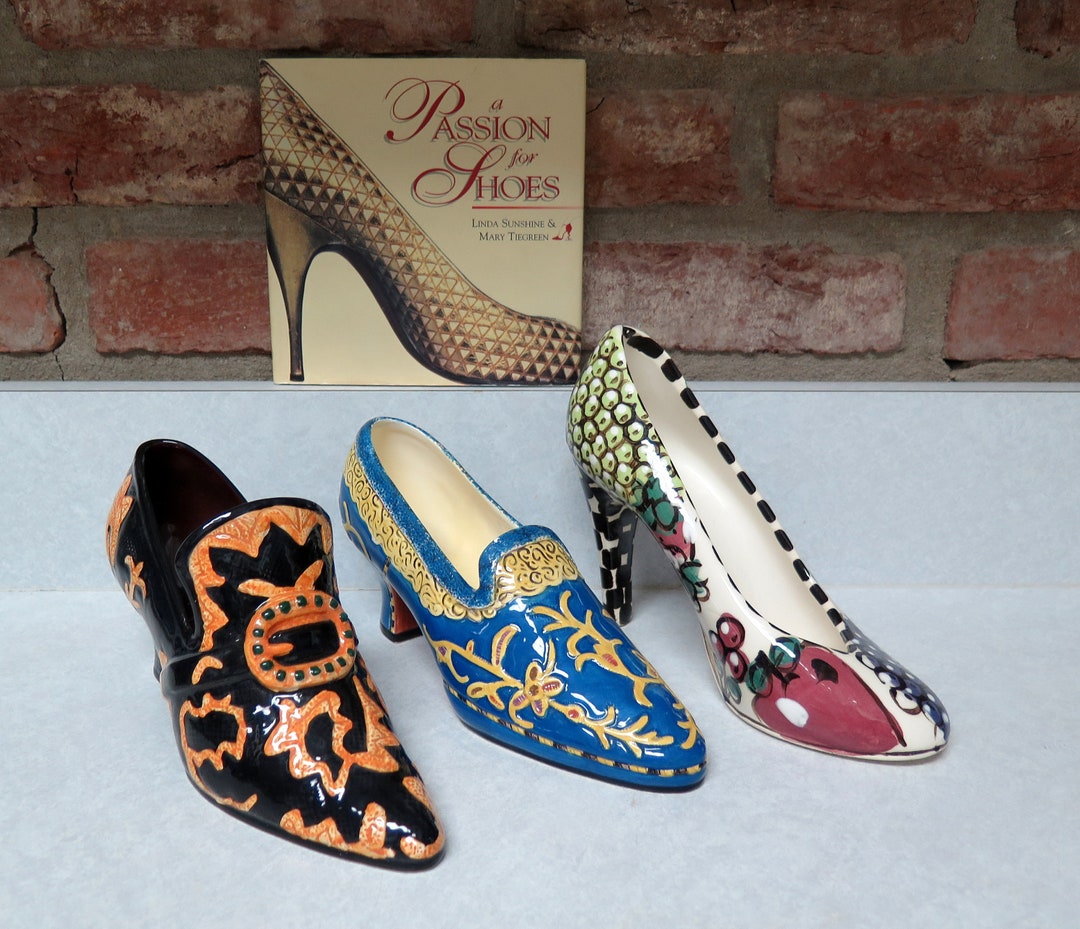 Vintage Porcelain Shoe Figurines Collectible Shoes Home Etsy