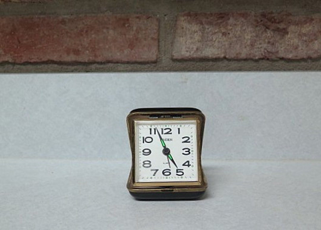 Vintage Travel Alarm Clock Linden Windup Clock, 1960s, Black Case