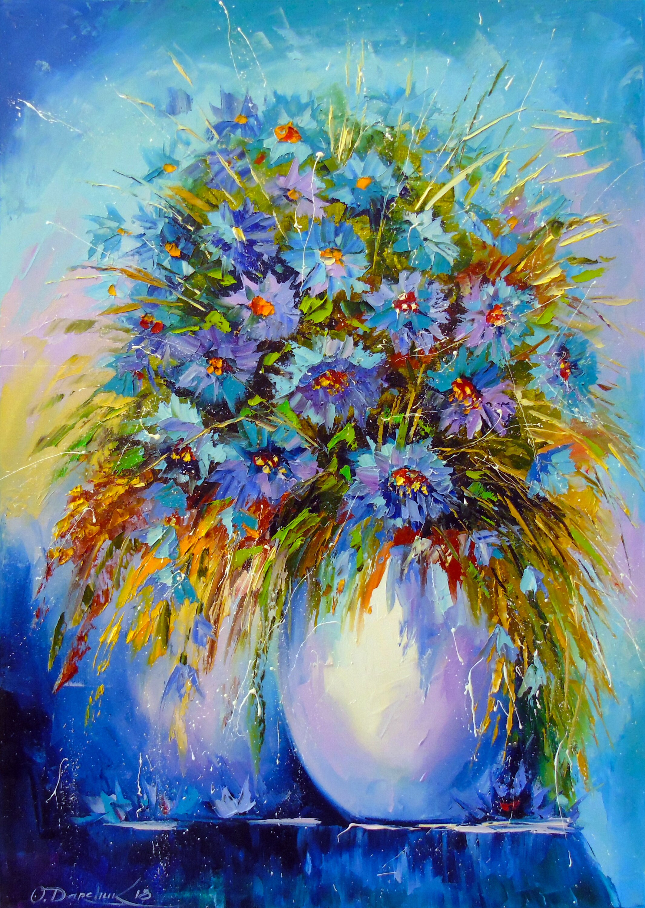 Bouquet Von Kornblumen Kornblumen Kunst Blumen Malerei Etsy