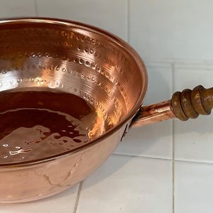 X-Lg. Durable Copper Wok with Rauli Wooden Handle