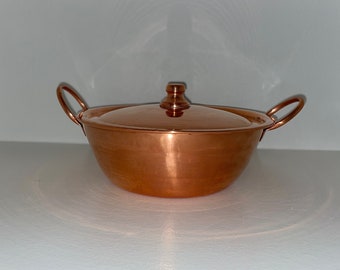 Copper Cookware Pot with 2 Brass Handles and A Lid 1900ml
