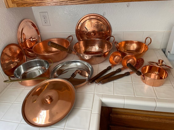 Real Copper Pot & Pan Copper Bronze Stainless Steel Interior Set