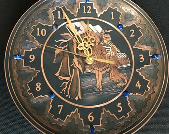 Wall Clock Copper/Bronze/Lazuli Stone