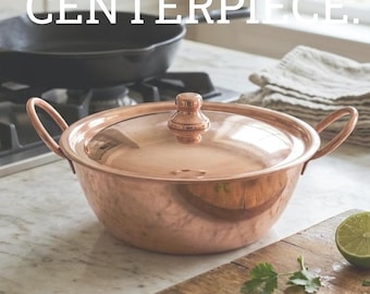 Hammered Copper Saucepan with Lid | Chilean Copper Bakeware | Kitchen Gift