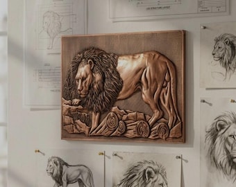 Copper Lion Wall Art | Handmade Chilean Copper Sculpture | Home Decor Gift