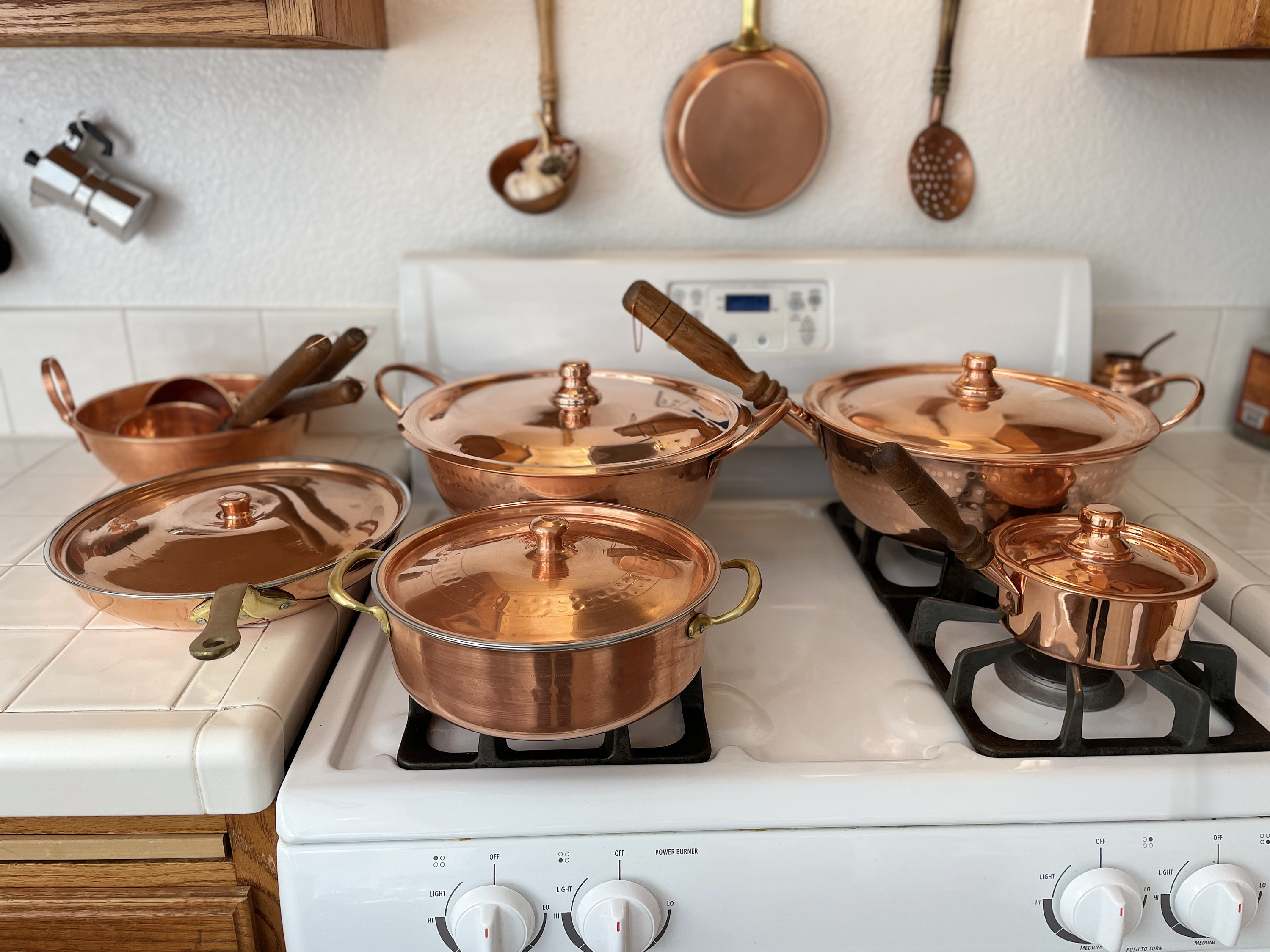 Real Copper Pot Pan Copper Bronze Stainless Steel Interior Set