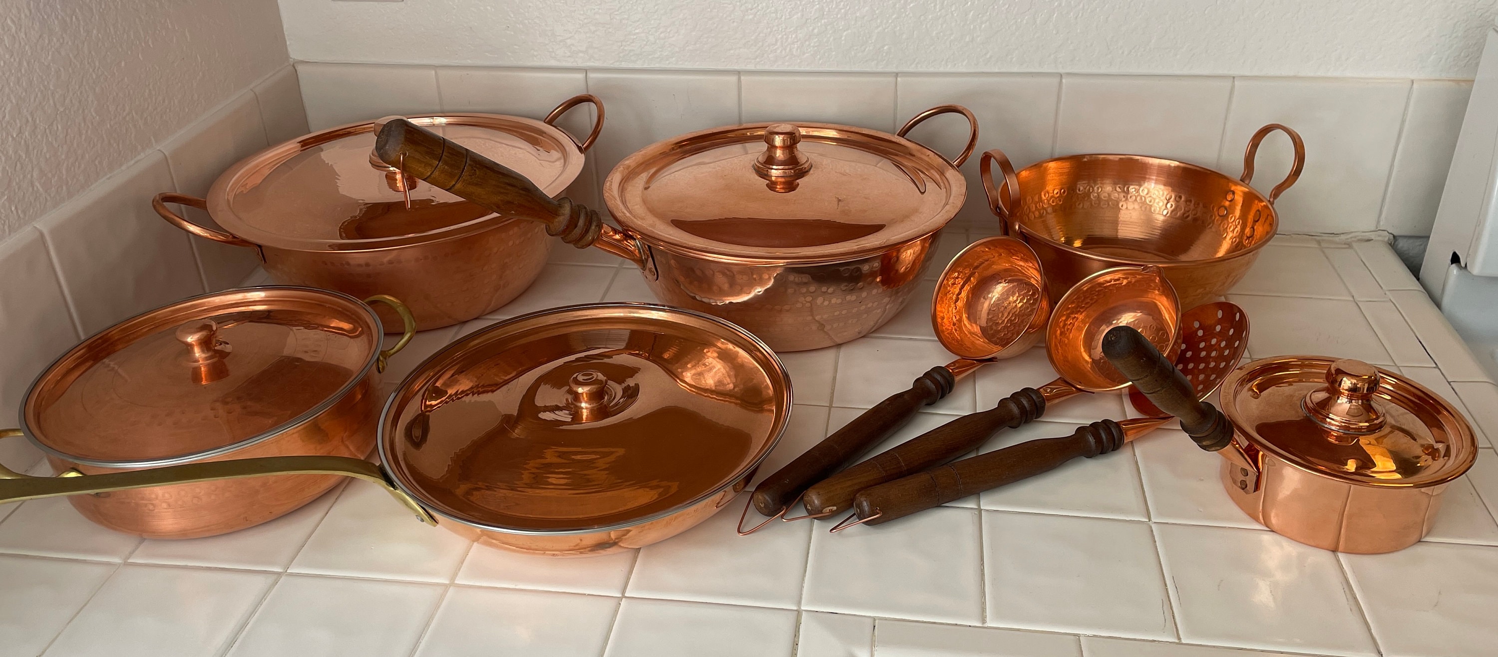 VINTAGE COBRE COPPER 12 INCH FRYING PAN WITH LID MADE IN CHILE