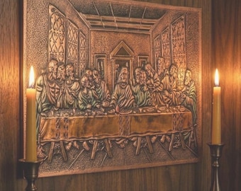 Large Copper Last Supper Wall Art | Handmade Religious Home Decor Gift