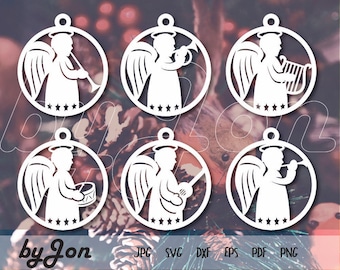ByJon Download - SVG Christmas angel vector files, svg angel baubles christmas laser files. Silhouette Cricut