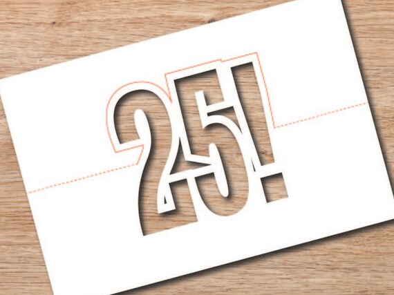 Download SVG Folding 25th birthday card vector file for hand ...