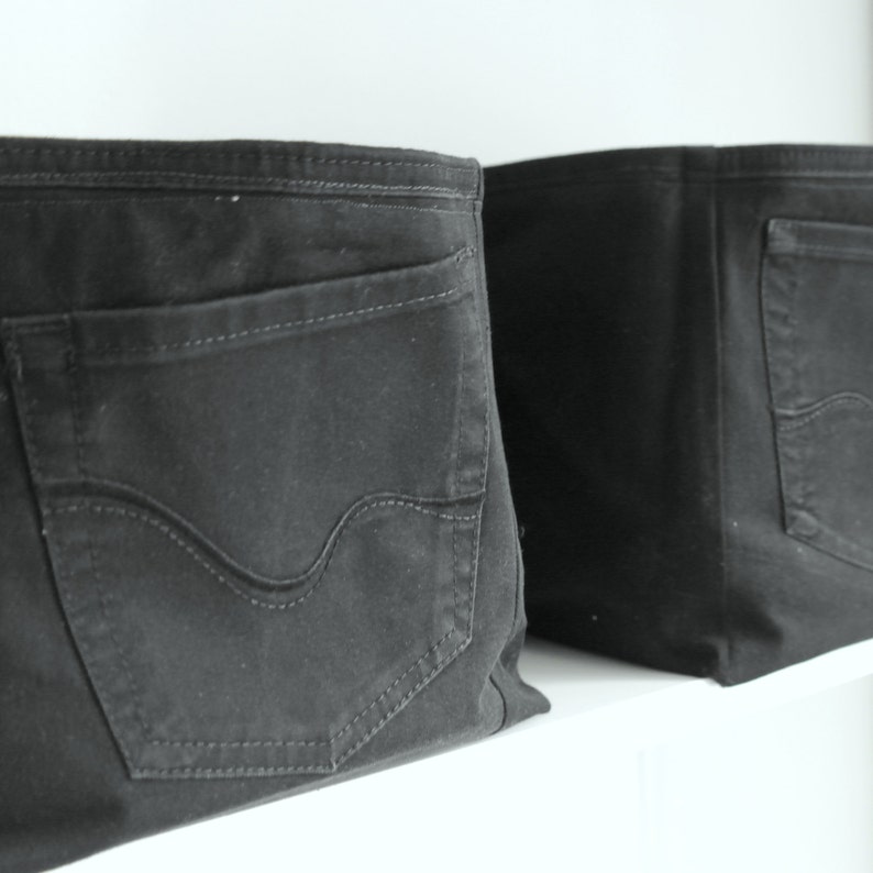 Pair of Black Storage Baskets Jeans Canvas Storage Bin Etsy