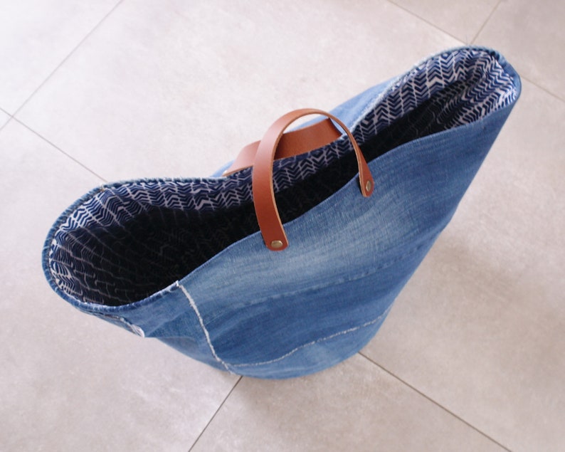 Large storage basket old jeans laundry basket toys oversized Etsy
