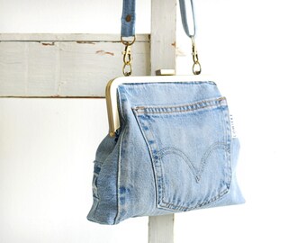 jeans handtasje, clutch, avondtasje, schoudertas