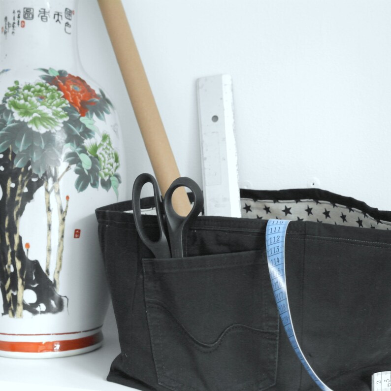 Pair of Black Storage Baskets Jeans Canvas Storage Bin Etsy