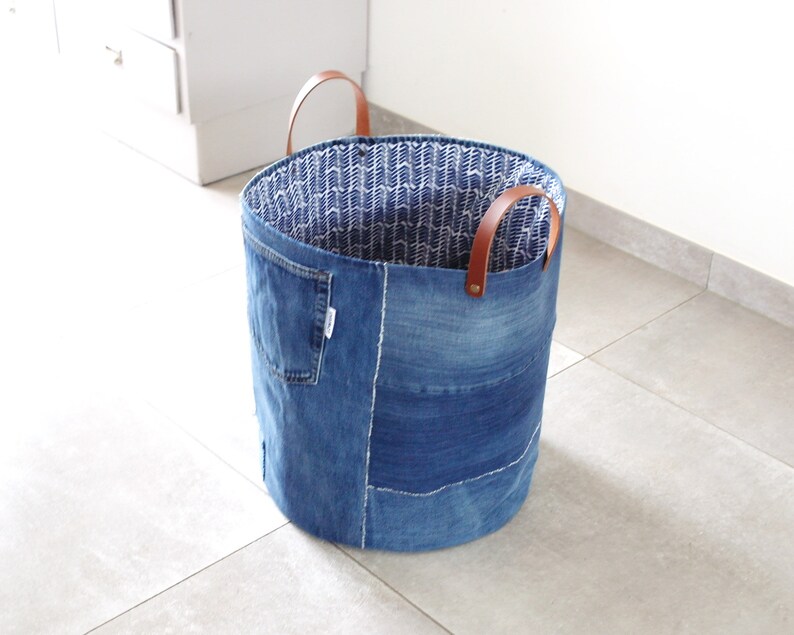 Large Storage Basket Old Jeans Laundry Basket Oversized Etsy