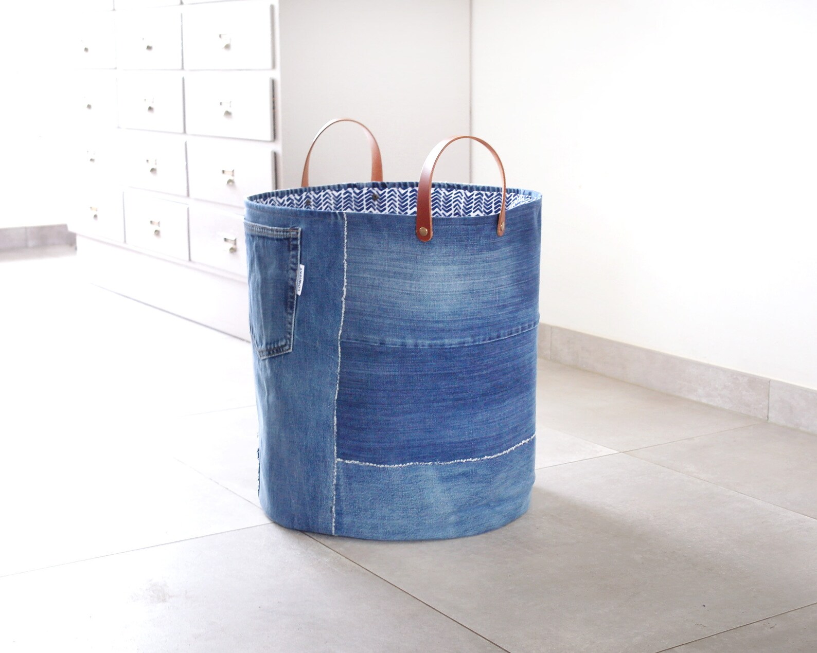 Large Storage Basket Old Jeans Laundry Basket Oversized Etsy