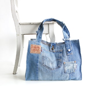 Recycjeans Bag From an Old Levi's 501 With Lots of Pockets, a Cotton ...