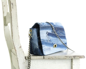 Upcycled Denim Shoulder Bag: Handmade Levi's Jeans Crossbody, purse