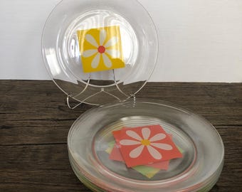 Platos de ensalada vintage Arcoroc France Daisy, juego de 6 de mediados de siglo