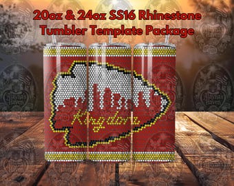 20 Unzen & 24 Unzen Missouri Fußball inspirierte Red Kingdom Strass Becher Vorlage