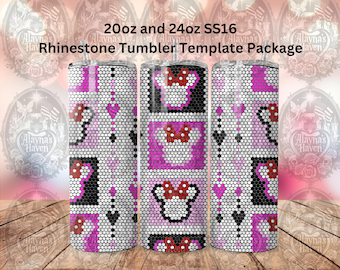 20oz and 24oz SS16 Magic Mouse Blocks and Hearts Pink Rhinestone Tumbler Template Package