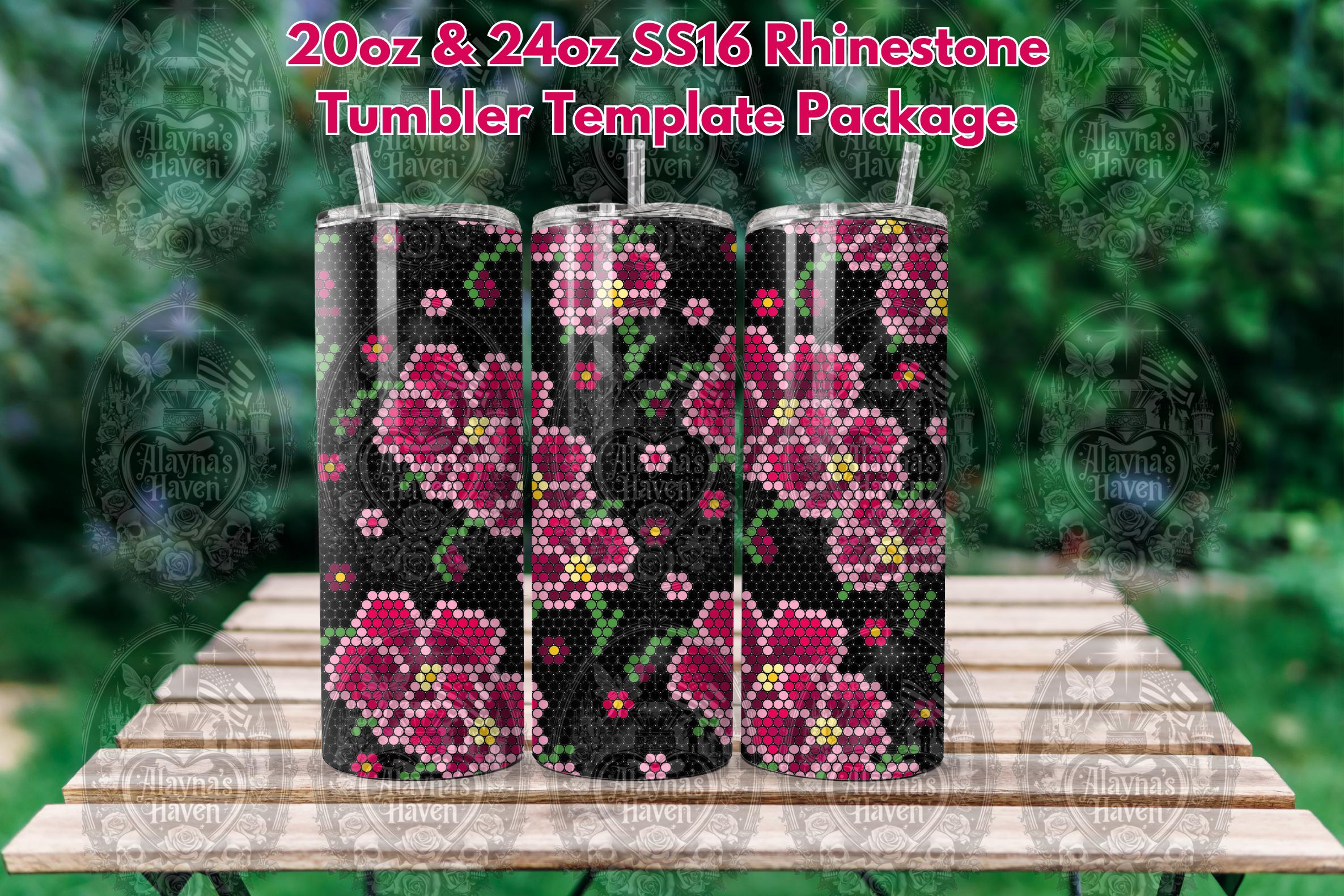20oz & 24oz Floral Rhinestone Tumbler Template Package