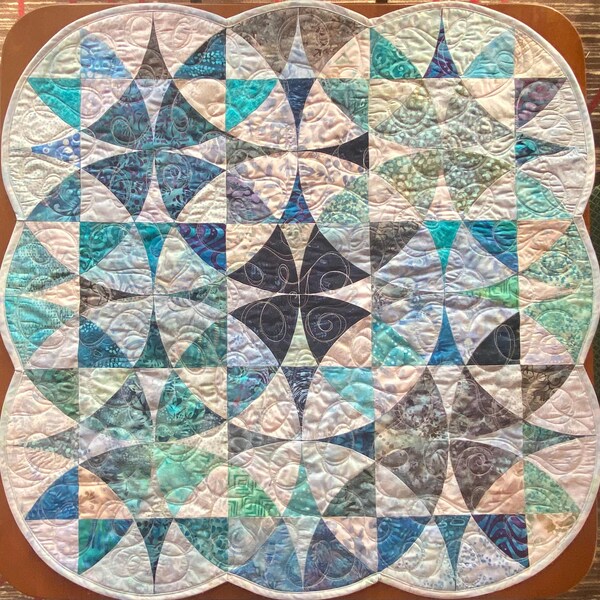 Ocean Blue and Turquoise Batik Table Topper