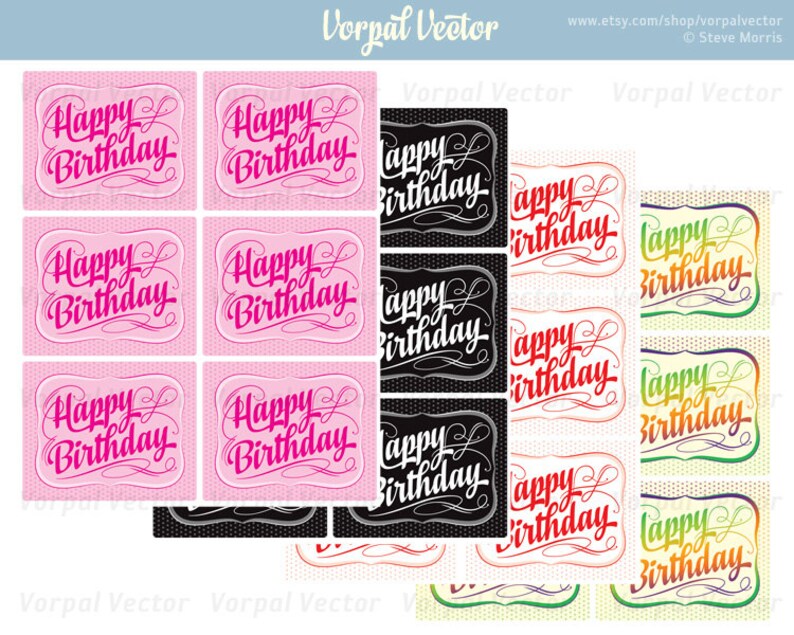Birthday Printable Stickers for Avery Sticker Sheets Happy | Etsy