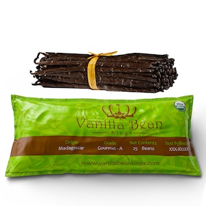 50 Organic Madagascar Vanilla Beans. Whole Grade A Vanilla Pods for Vanilla Extract and Baking