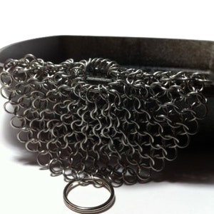 Premium Cast Iron Skillet Cleaner Stainless Steel Chainmail Scrubber Large Circular Wire Metal Pot Cleaner, Made of Rust Proof Chain Mail image 1